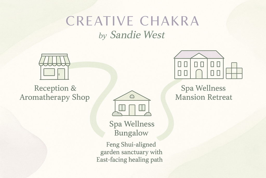 The Creative Chakra Spa Annexes, separate buildings and areas of business that create a tranquil retreat